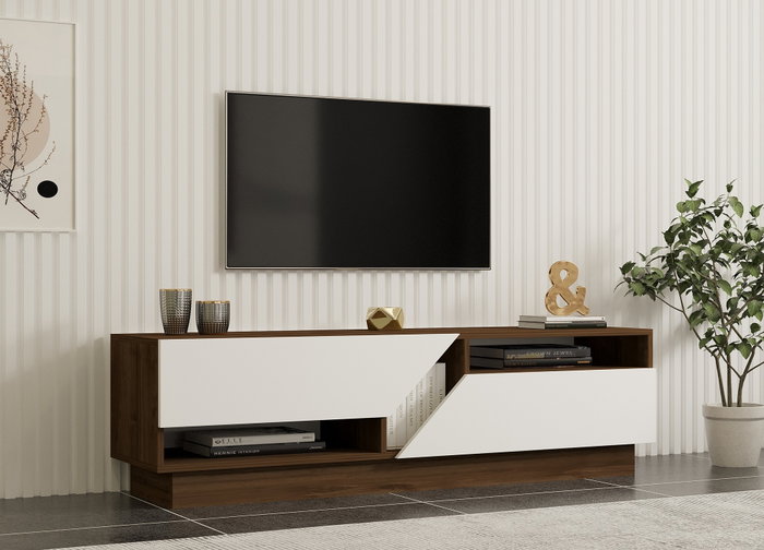 Hanah Home Soporte de TV Koza Nogal y Blanco Hanah Home Soporte de TV Koza Nogal y Blanco